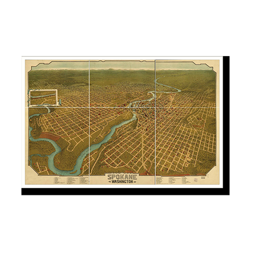 Panoramic Map - Spokane, Washington, 1905 - Bird's Eye View Print
