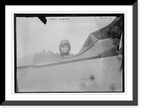 Historic Framed Print, Emily Schaefer in plane,  17-7/8" x 21-7/8"