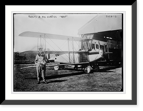 Historic Framed Print, Rohlfs & his Curtiss "Wasp",  17-7/8" x 21-7/8"