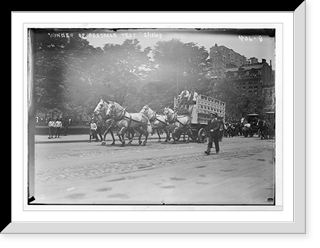 Historic Framed Print, Work Horse Parade, Borden Team, winner of obstacle test, New York,  17-7/8" x 21-7/8"