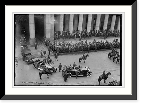 Historic Framed Print, Harding arrives,  17-7/8" x 21-7/8"
