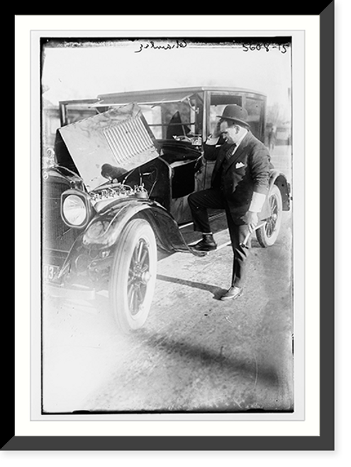 Historic Framed Print, Chamlee about to fix auto,  17-7/8" x 21-7/8"