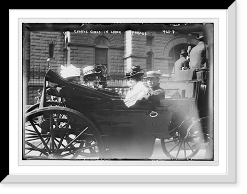 Historic Framed Print, Labor Day Parade, carriage carrying chorus girls union, New York - 2,  17-7/8" x 21-7/8"