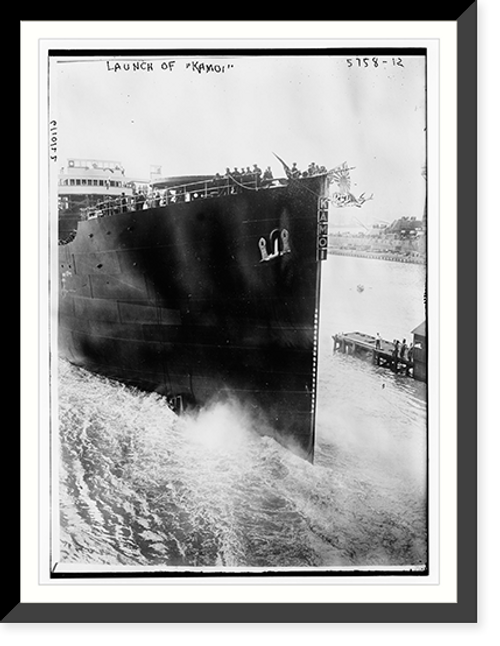 Historic Framed Print, Launch of KAMOI (Japan),  17-7/8" x 21-7/8"