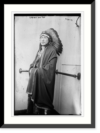 Historic Framed Print, Strikes on Top Am, Indian Chief,  17-7/8" x 21-7/8"
