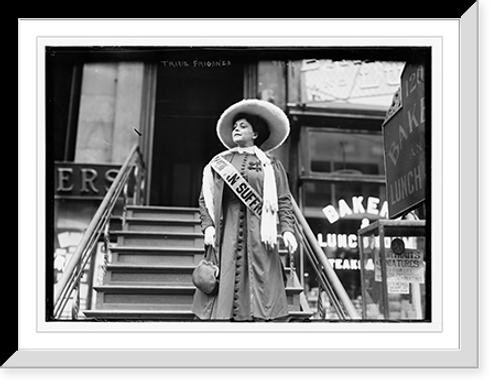 Historic Framed Print, Suffragette Trixie Friganza, decending steps, New York,  17-7/8" x 21-7/8"