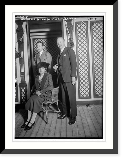 Sir Alfred & Lady Butt & son Kenneth, Antique Print