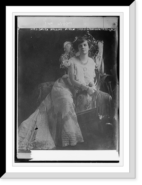 Historic Framed Print, Mrs. Smith Hollins McKim (Mrs. A.G. Vanderbilt), seated,  17-7/8" x 21-7/8"