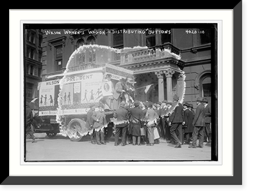Historic Framed Print, Wilson Women's Wagon - distributing buttons,  17-7/8" x 21-7/8"