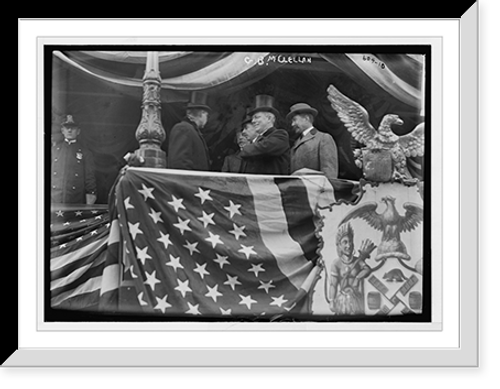 Historic Framed Print, Mayor McClellan and others on flag-bedecked podium, New York,  17-7/8" x 21-7/8"