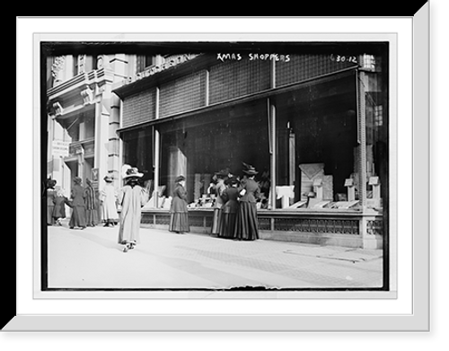 Historic Framed Print, Christmas shoppers, window shopping, New York,  17-7/8" x 21-7/8"