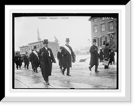Historic Framed Print, Herbert Parsons, marching with flag,  17-7/8" x 21-7/8"