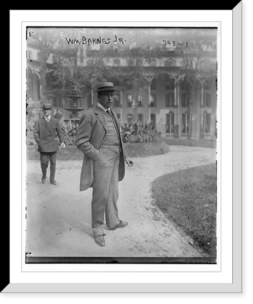 Historic Framed Print, Wm. Barnes, Jr., standing outside in park,  17-7/8" x 21-7/8"