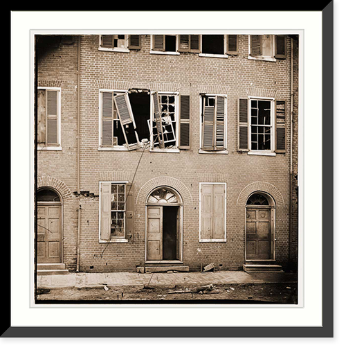 Petersburg Virginia. Effects of shot & shell on Dunlop house on Bollingbrook Street, Antique Wall Art