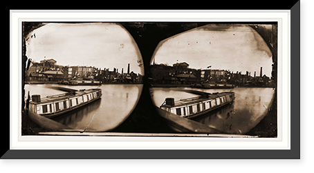 Historic Framed Print, Richmond Virginia. Canal basin. (Burnt district and Capitol building in background),  17-7/8" x 21-7/8"