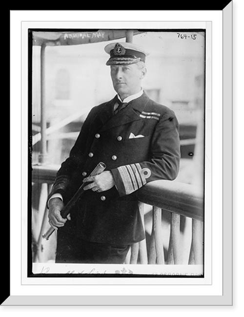 Historic Framed Print, Admiral May, aboard ship,  17-7/8" x 21-7/8"