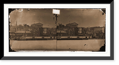 Historic Framed Print, Richmond Virginia. View burnt district and Capitol building from canal basin,  17-7/8" x 21-7/8"
