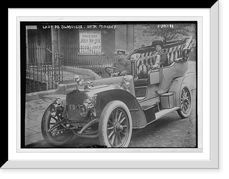 Historic Framed Print, Lady de Blaquiere, in auto, during Bath Pageant,  17-7/8" x 21-7/8"