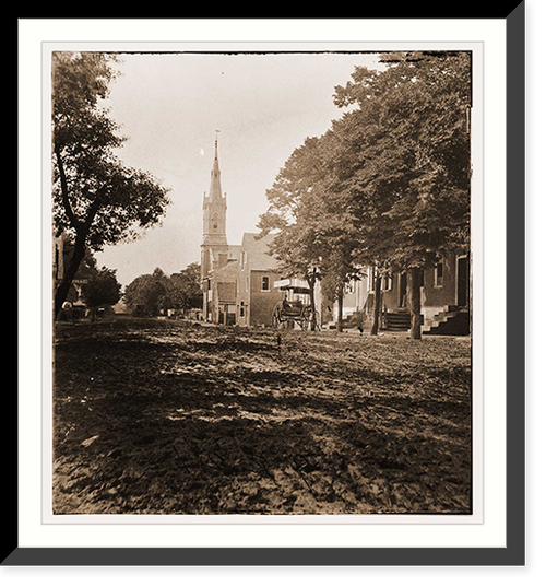 Yorktown Virginia. Street view showing Baptist church and 6th Corps hospital Classic, Vintage Poster