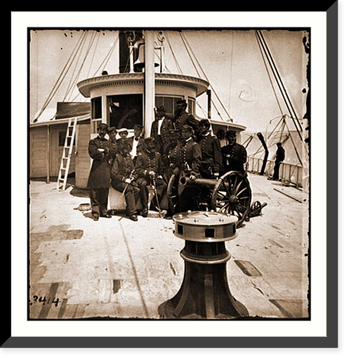 Historic Framed Print, Unknown location. Officers of the U.S.S. Philadelphia before pilot-house,  17-7/8" x 21-7/8"