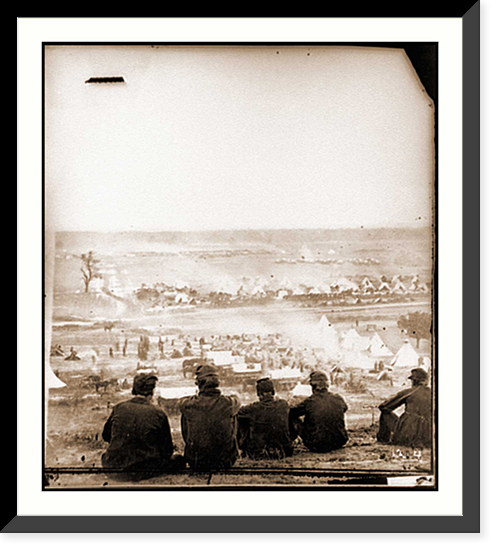 Historic Framed Print, Cumberland Landing Va. Federal encampment on Pamunkey River Va.; another view,  17-7/8" x 21-7/8"