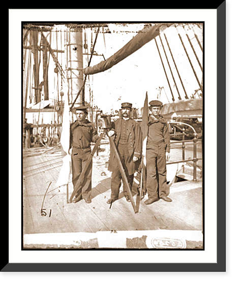 Historic Framed Print, Unknown location. Signalmen of Rear Admiral John A. Dahlgrens flagship receiving a,  17-7/8" x 21-7/8"