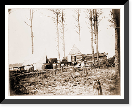 Historic Framed Print, Petersburg Va. Quarters of photographers attached to Engineer Corps in front of Pet,  17-7/8" x 21-7/8"