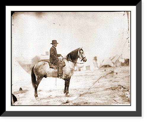 Historic Framed Print, Falmouth Va. Gen. Alfred Pleasonton on horseback,  17-7/8" x 21-7/8"