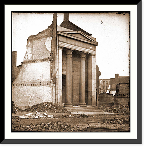 Historic Framed Print, Richmond Va. Ruins of the Exchange Bank (Main Street) with the facade nearly intact,  17-7/8" x 21-7/8"