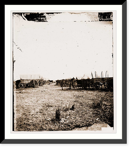 Historic Framed Print, Savannah Georgia (vicinity). Wagon train parked near Savannah,  17-7/8" x 21-7/8"