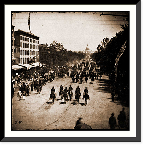 Historic Framed Print, Washington D.C. Another artillery unit passing on Pennsylvania Avenue near the Trea,  17-7/8" x 21-7/8"