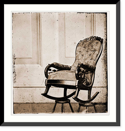 Historic Framed Print, Washington District of Columbia. Chair occupied by Lincoln when assassinated - 2,  17-7/8" x 21-7/8"