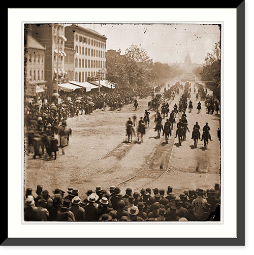 Historic Framed Print, Washington District of Columbia. The Grand Review of the Army. Artillery unit passi,  17-7/8" x 21-7/8"