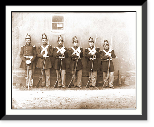 Historic Framed Print, Washington D.C. Six marines with fixed bayonets at the Navy Yard,  17-7/8" x 21-7/8"