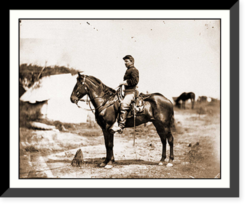 Historic Framed Print, Falmouth Va. Capt. Charles H. Howard aide to Gen. Oliver O. Howard on horseback at,  17-7/8" x 21-7/8"
