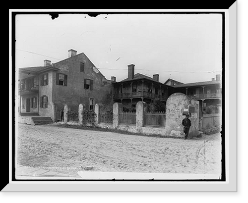 Historic Framed Print, A corner in old St. Augustine,  17-7/8" x 21-7/8"