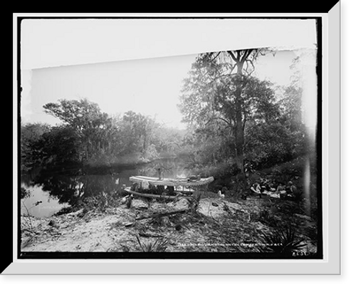 Historic Framed Print, Picnic landing on the Tomoka,  17-7/8" x 21-7/8"