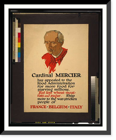 Cardinal Mercier has appealed to the Food Administration for more food for starving millions. Illion sic Latham Litho. Ptg. Co. Brooklyn N.Y, Historic Reproduction