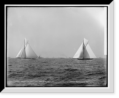Historic Framed Print, Columbia and Shamrock I, the start - 2,  17-7/8" x 21-7/8"