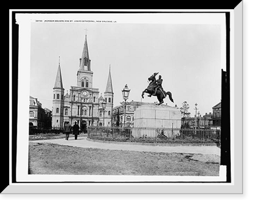 Historic Framed Print, Jackson Square and St. Louis Cathedral, New Orleans, La.,  17-7/8" x 21-7/8"