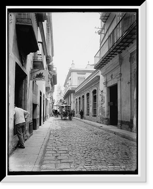 Historic Framed Print, O'Rielly [i.e. O'Reilly] Street, Havana,  17-7/8" x 21-7/8"