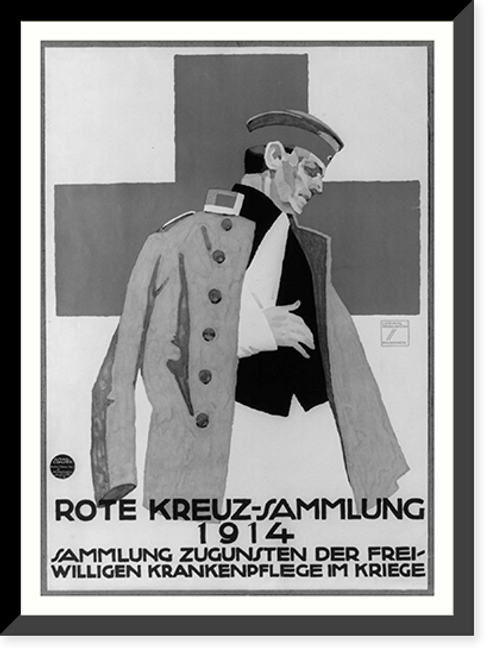 Historic Framed Print, Rote Kreuz-Sammlung 1914. Sammlung zugunsten der Freiwilligen Krankenpflege im Kriege. Ludwig Hohlwein Muumlnchen.,  17-7/8" x 21-7/8"