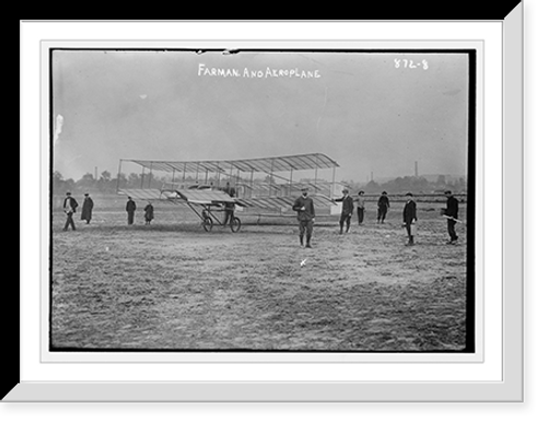 Historic Framed Print, Farman, others, and flying machine, on field,  17-7/8" x 21-7/8"