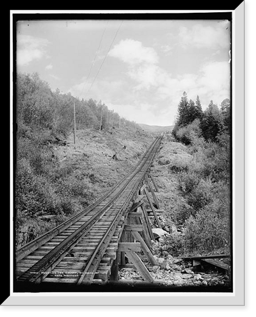 Historic Framed Print, Beginning the ascent, Mt. Wash. Ry., White Mountains,  17-7/8" x 21-7/8"
