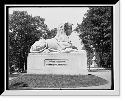 Historic Framed Print, Mt. Auburn Cemetery, Cambridge, Milmore's sphinx - 2,  17-7/8" x 21-7/8"