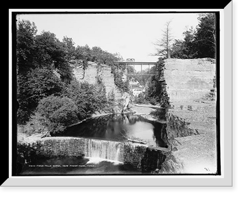 Historic Framed Print, Ithaca Falls Gorge near power house, Ithaca,  17-7/8" x 21-7/8"