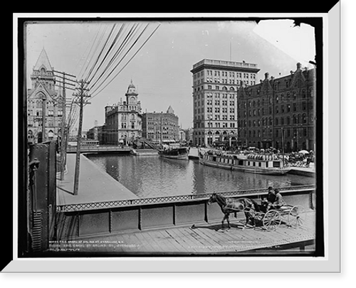 Historic Framed Print, Erie Canal at Salina St., Syracuse, N.Y.,  17-7/8" x 21-7/8"