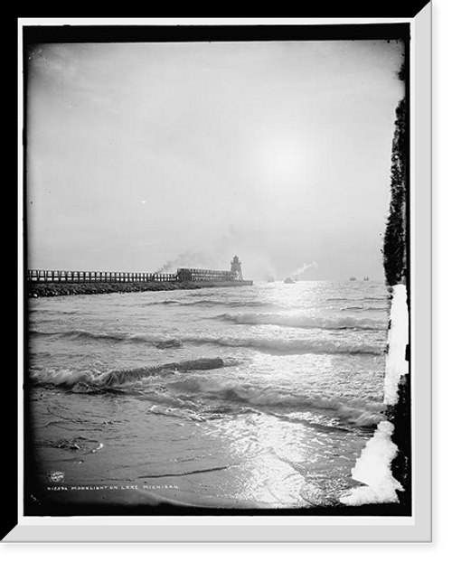 Historic Framed Print, Moonlight on Lake Michigan,  17-7/8" x 21-7/8"