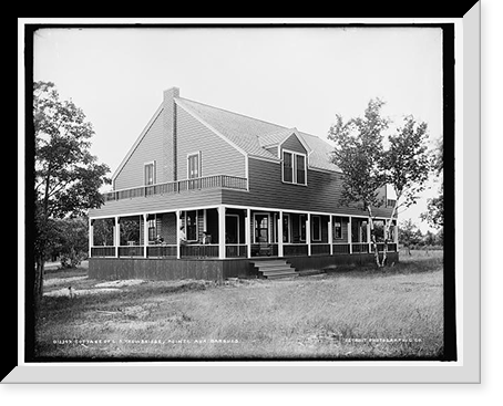 Historic Framed Print, Cottage of L.S. Trowbridge, Pointe aux Barques,  17-7/8" x 21-7/8"