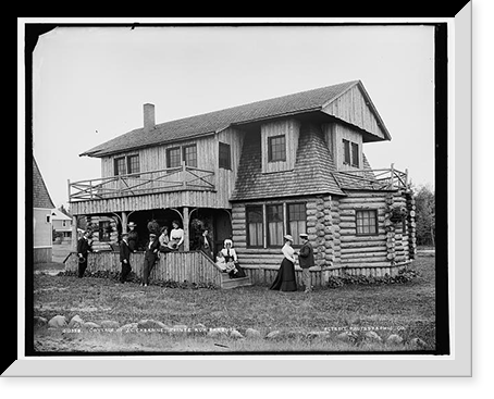 Historic Framed Print, Cottage of J.C. Cabanne, Pointe aux Barques,  17-7/8" x 21-7/8"